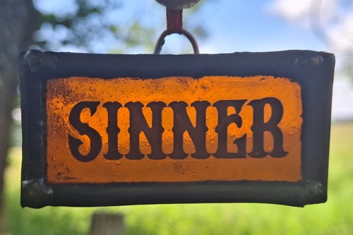 Stained glass sinner - sinner, church
