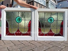 TWO leaded light stained glass