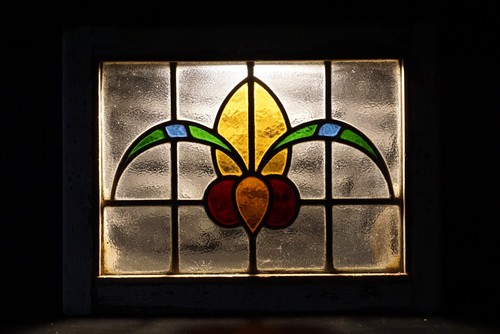 Antique stained glass window - stained,