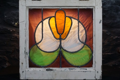 Antique stained glass window - stained,