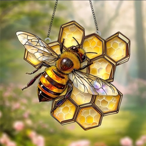 Honey bee honeycomb - bee, suncatcher