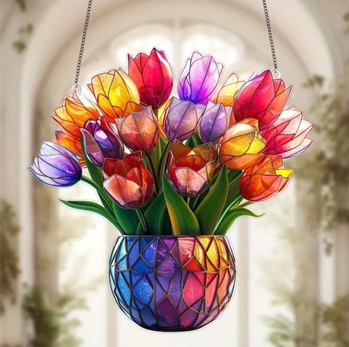 Vase tulips flowers - tulips,