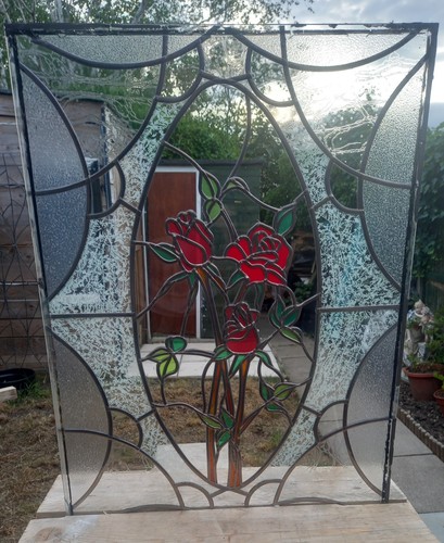 Vintage 90s rose stained - vintage, glass