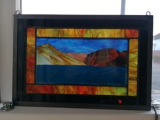 Signed Stained Glass Landscape